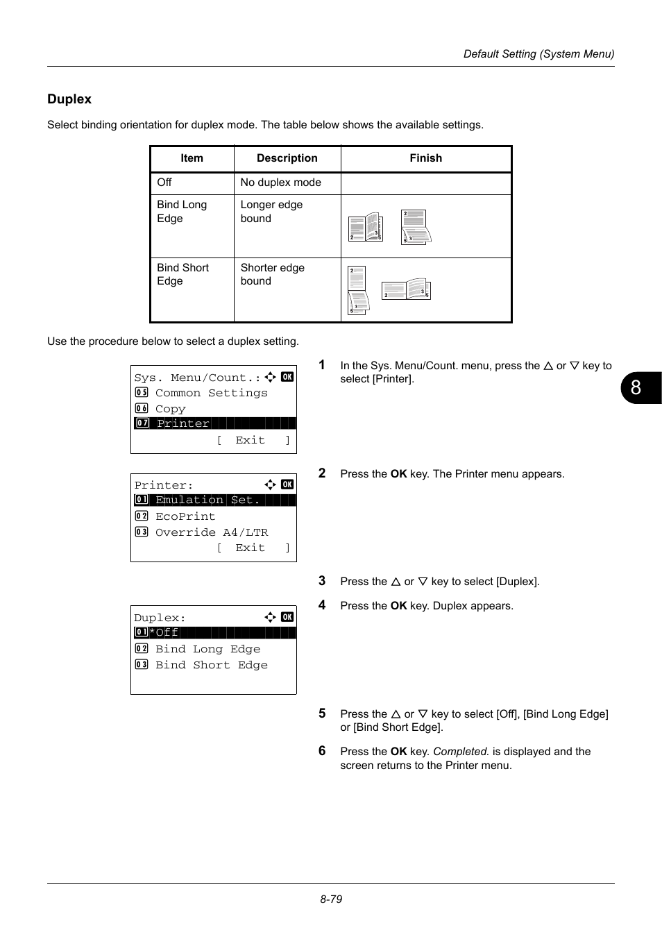 Duplex, Duplex …8-79 | TA Triumph-Adler DC 6140L User Manual | Page 275 / 446