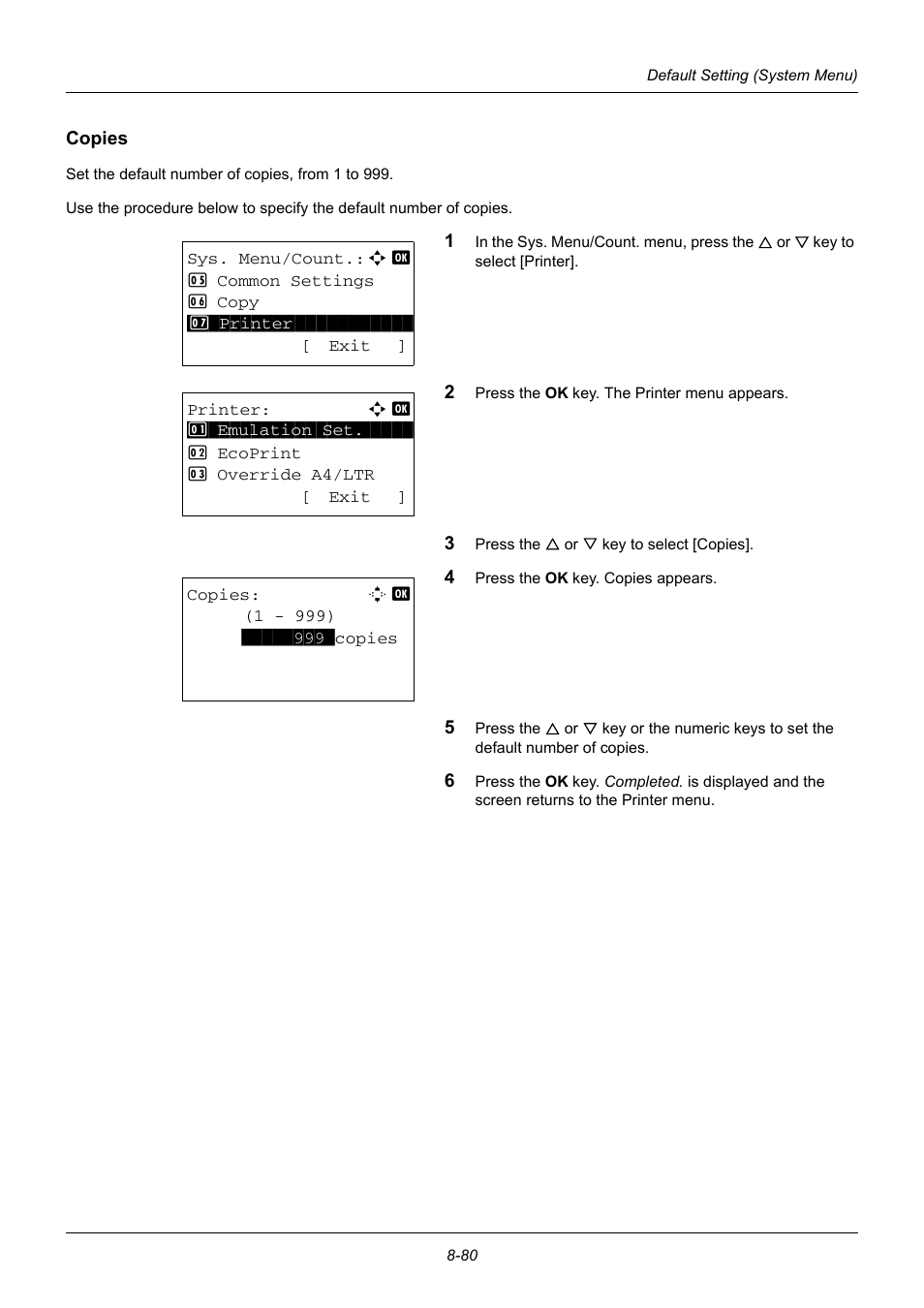 Copies, Copies …8-80 | TA Triumph-Adler DC 6140L User Manual | Page 276 / 446