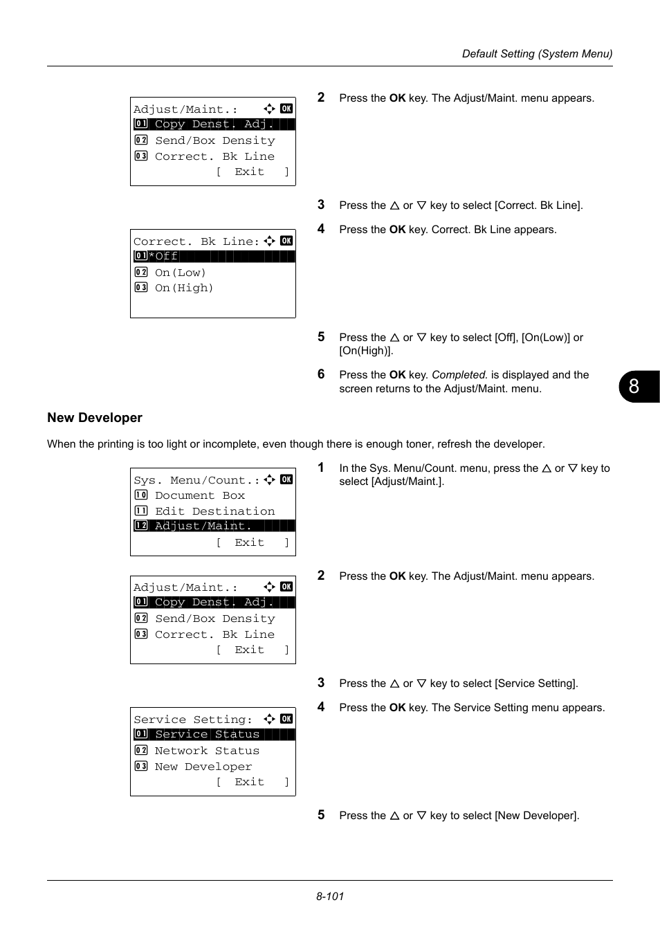 New developer, New developer -101 | TA Triumph-Adler DC 6140L User Manual | Page 297 / 446