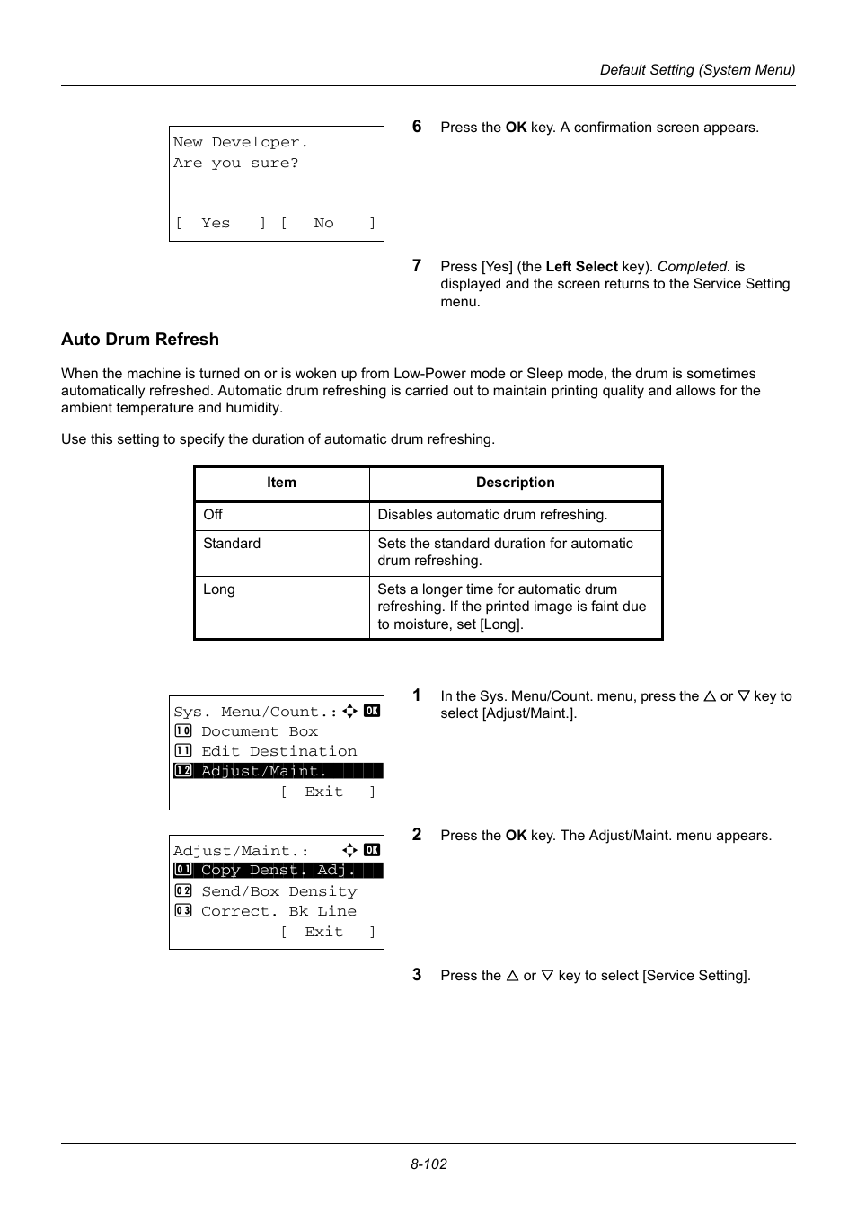 Auto drum refresh, Auto drum refresh -102 | TA Triumph-Adler DC 6140L User Manual | Page 298 / 446
