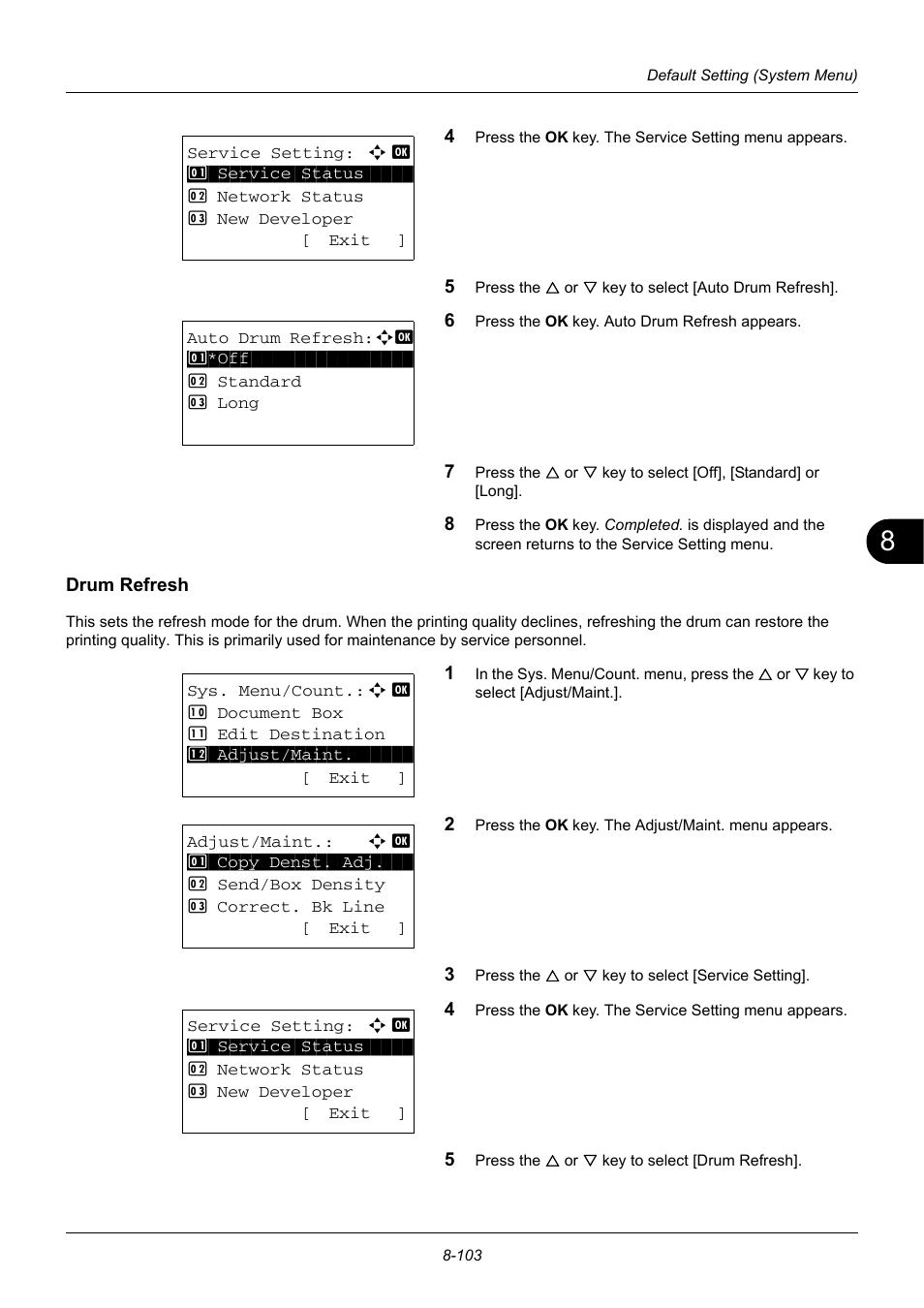 Drum refresh, Drum refresh -103 | TA Triumph-Adler DC 6140L User Manual | Page 299 / 446