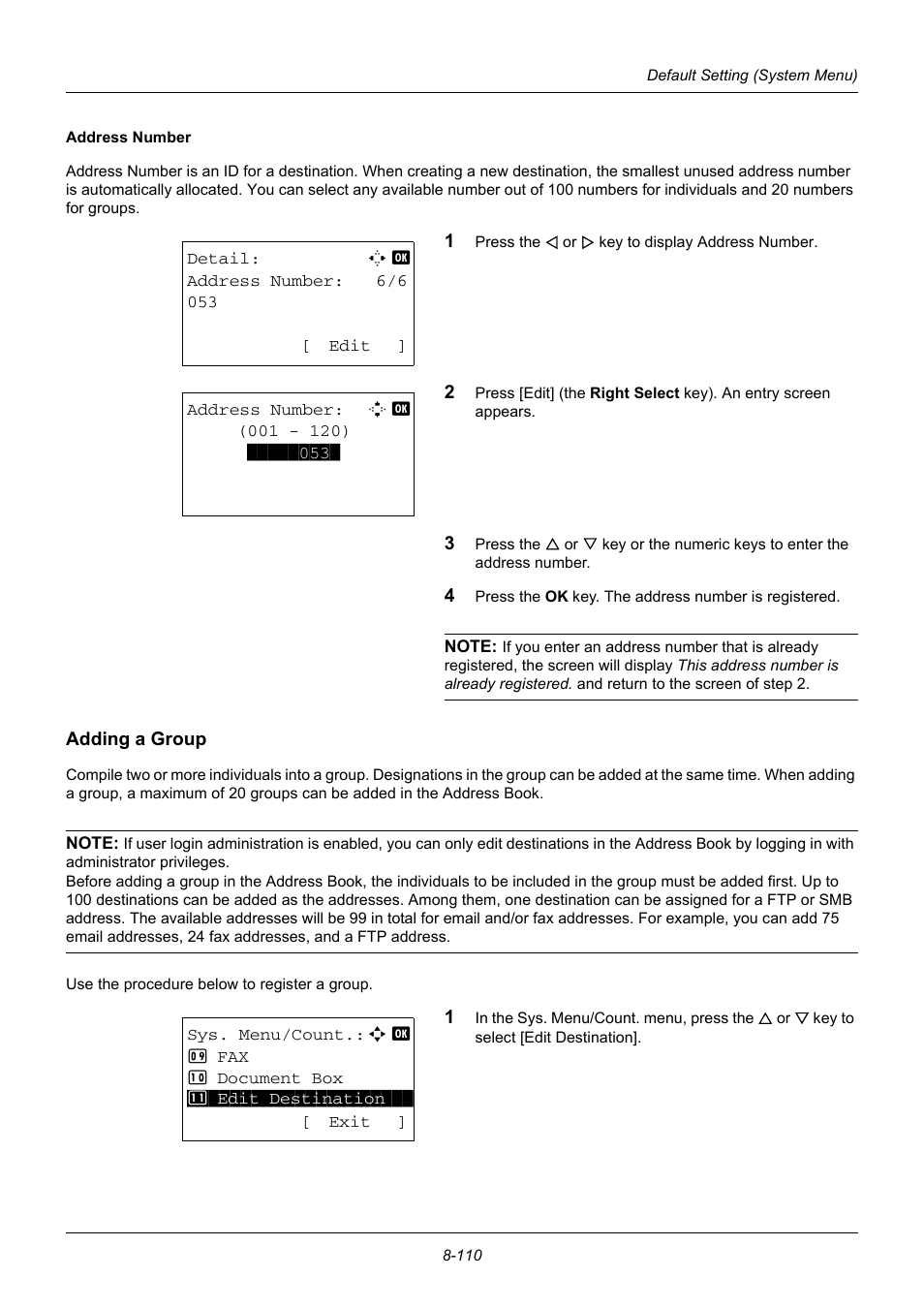 Adding a group | TA Triumph-Adler DC 6140L User Manual | Page 306 / 446