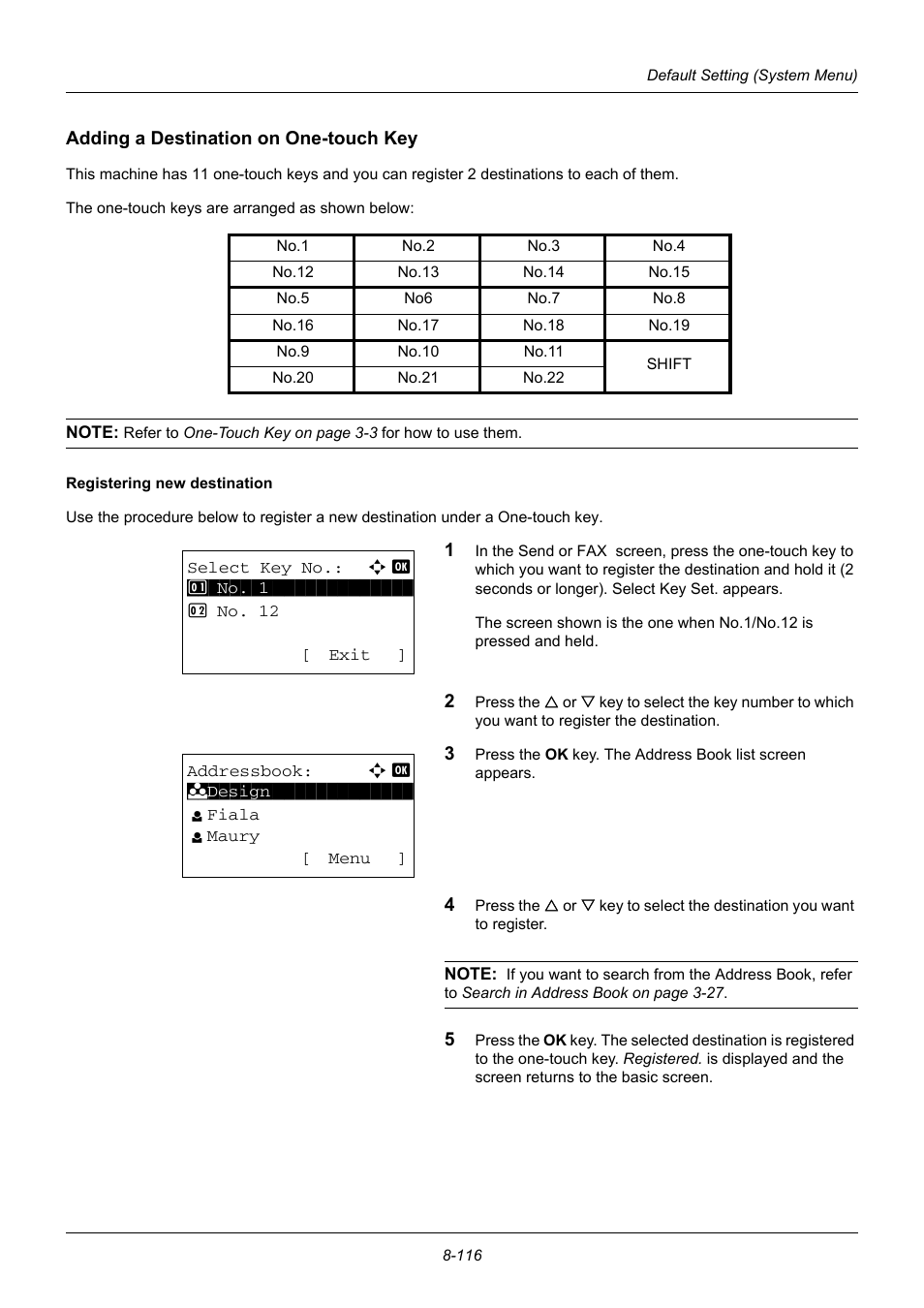 Adding a destination on one-touch key | TA Triumph-Adler DC 6140L User Manual | Page 312 / 446