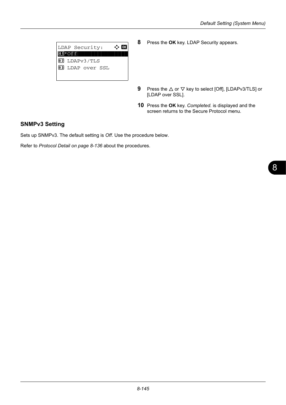 Snmpv3 setting | TA Triumph-Adler DC 6140L User Manual | Page 341 / 446