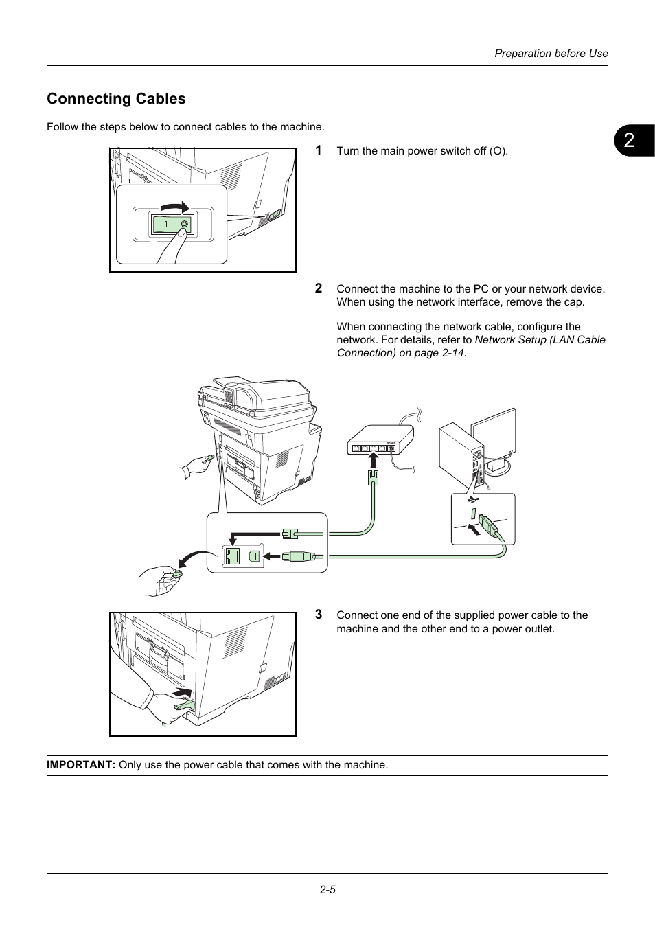 Connecting cables, Connecting cables -5 | TA Triumph-Adler DC 6140L User Manual | Page 39 / 446