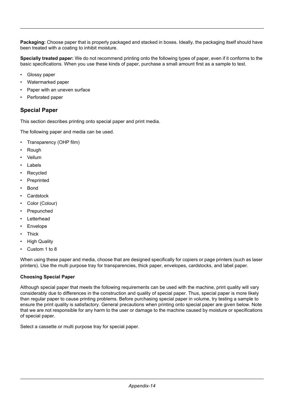 Special paper | TA Triumph-Adler DC 6140L User Manual | Page 426 / 446