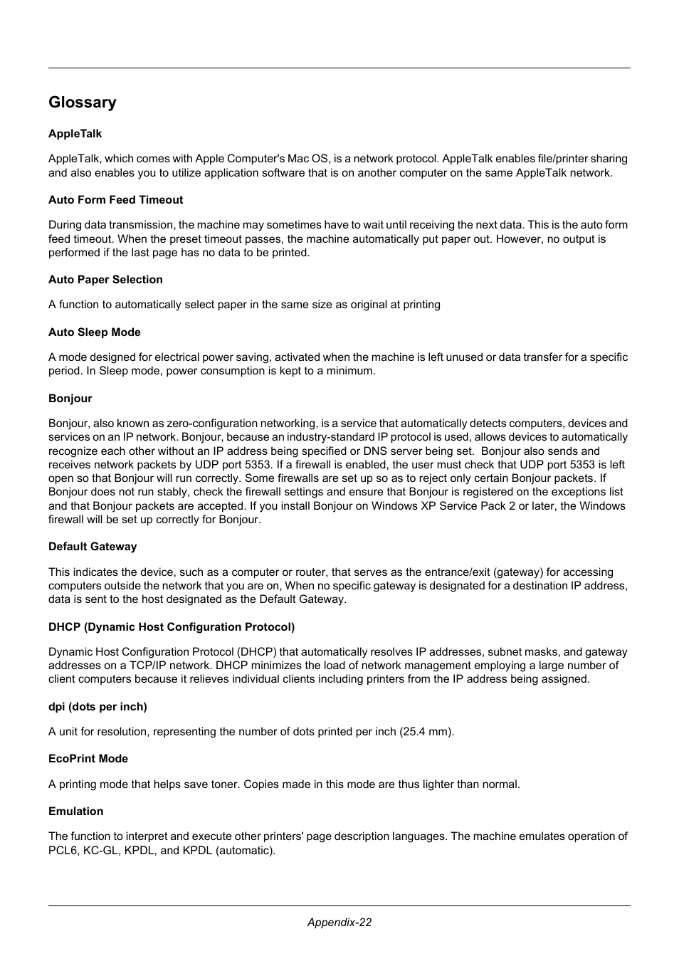 Glossary | TA Triumph-Adler DC 6140L User Manual | Page 434 / 446