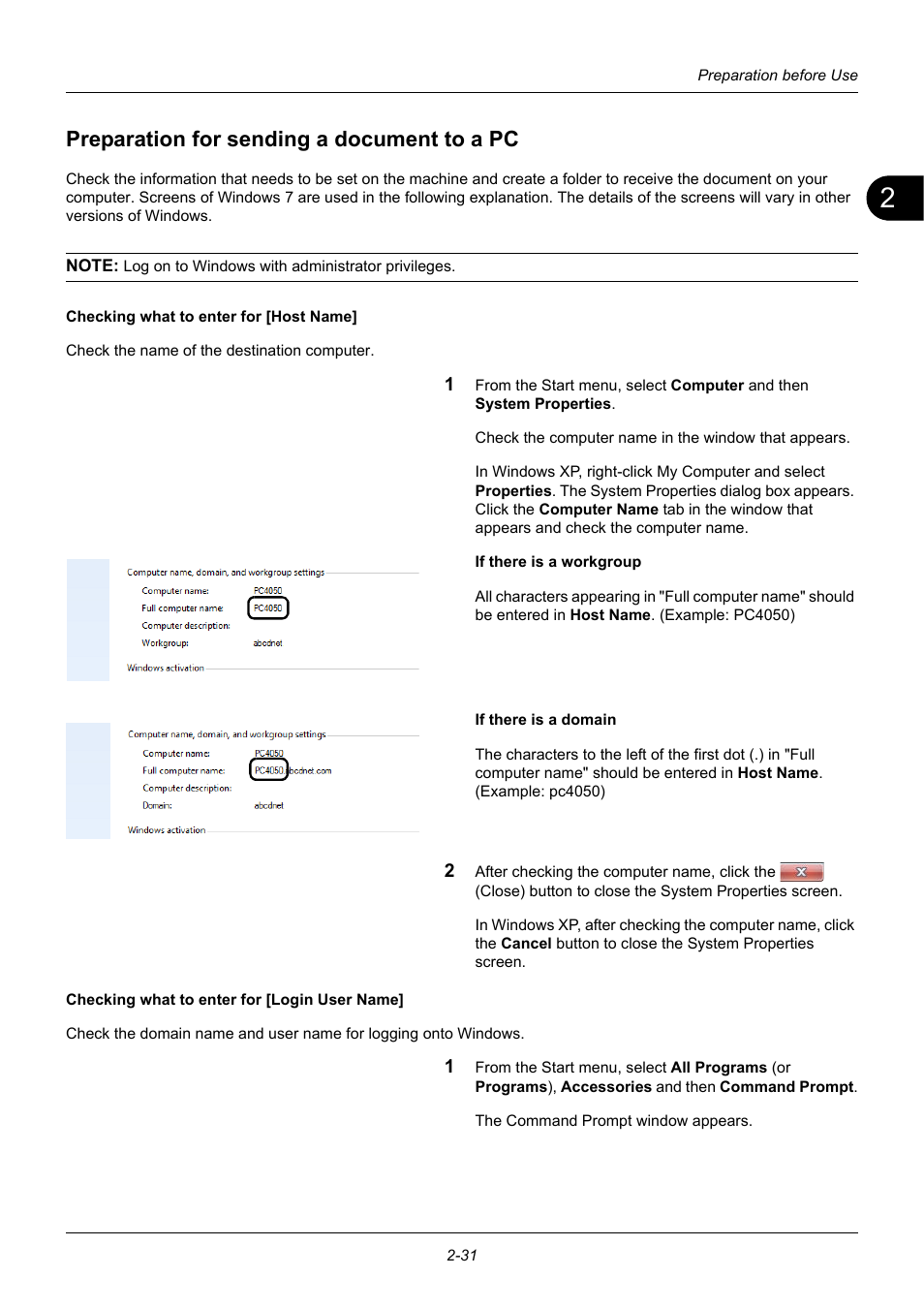Preparation for sending a document to a pc, Preparation for sending a document to a pc -31 | TA Triumph-Adler DC 6140L User Manual | Page 65 / 446
