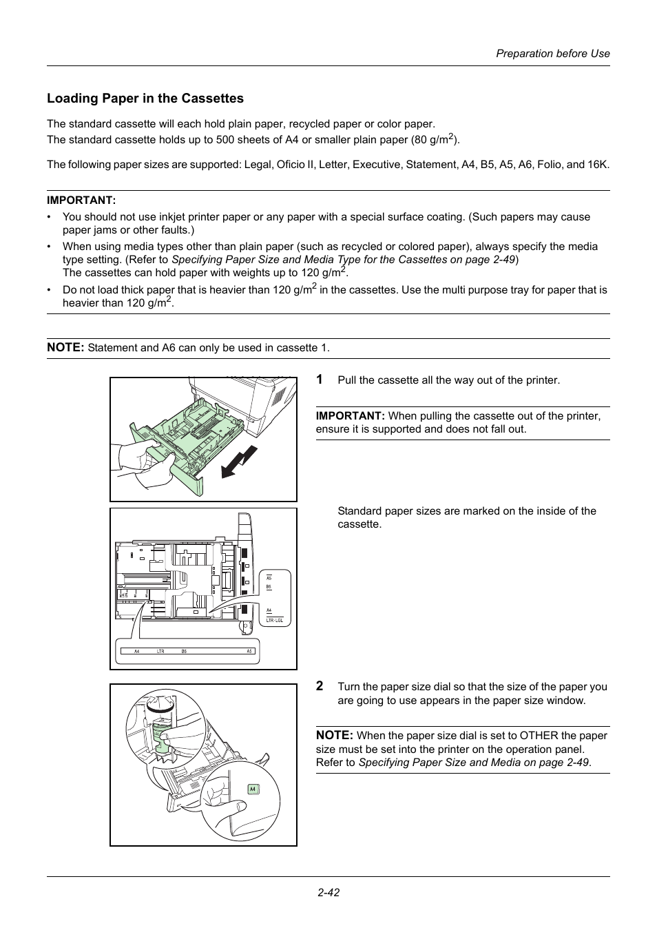 Loading paper in the cassettes | TA Triumph-Adler DC 6140L User Manual | Page 76 / 446