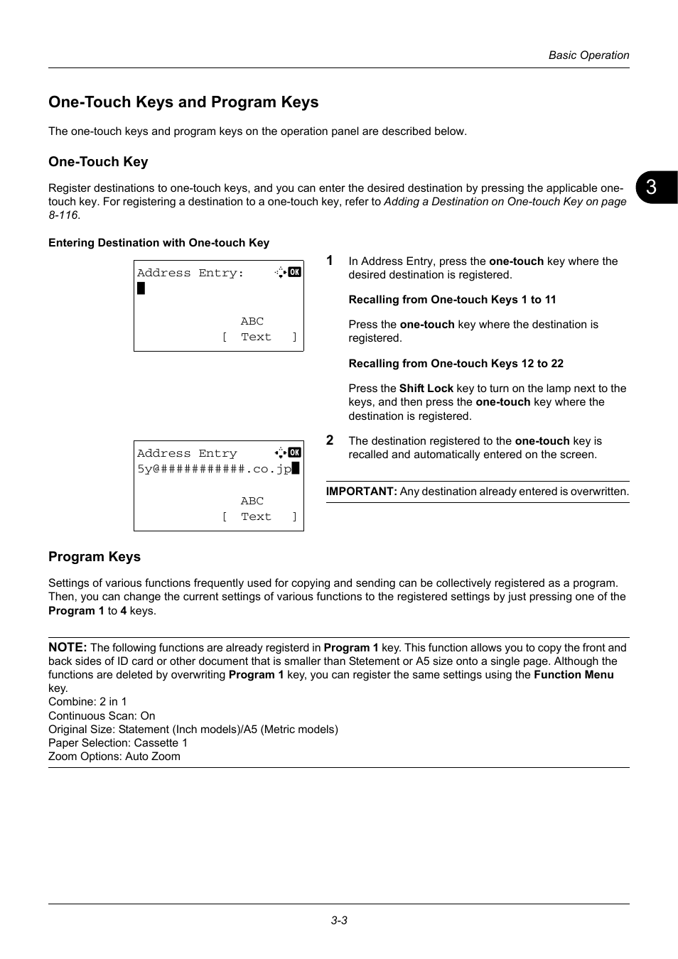 One-touch keys and program keys, One-touch key, Program keys | One-touch keys and program keys -3 | TA Triumph-Adler DC 6140L User Manual | Page 93 / 446