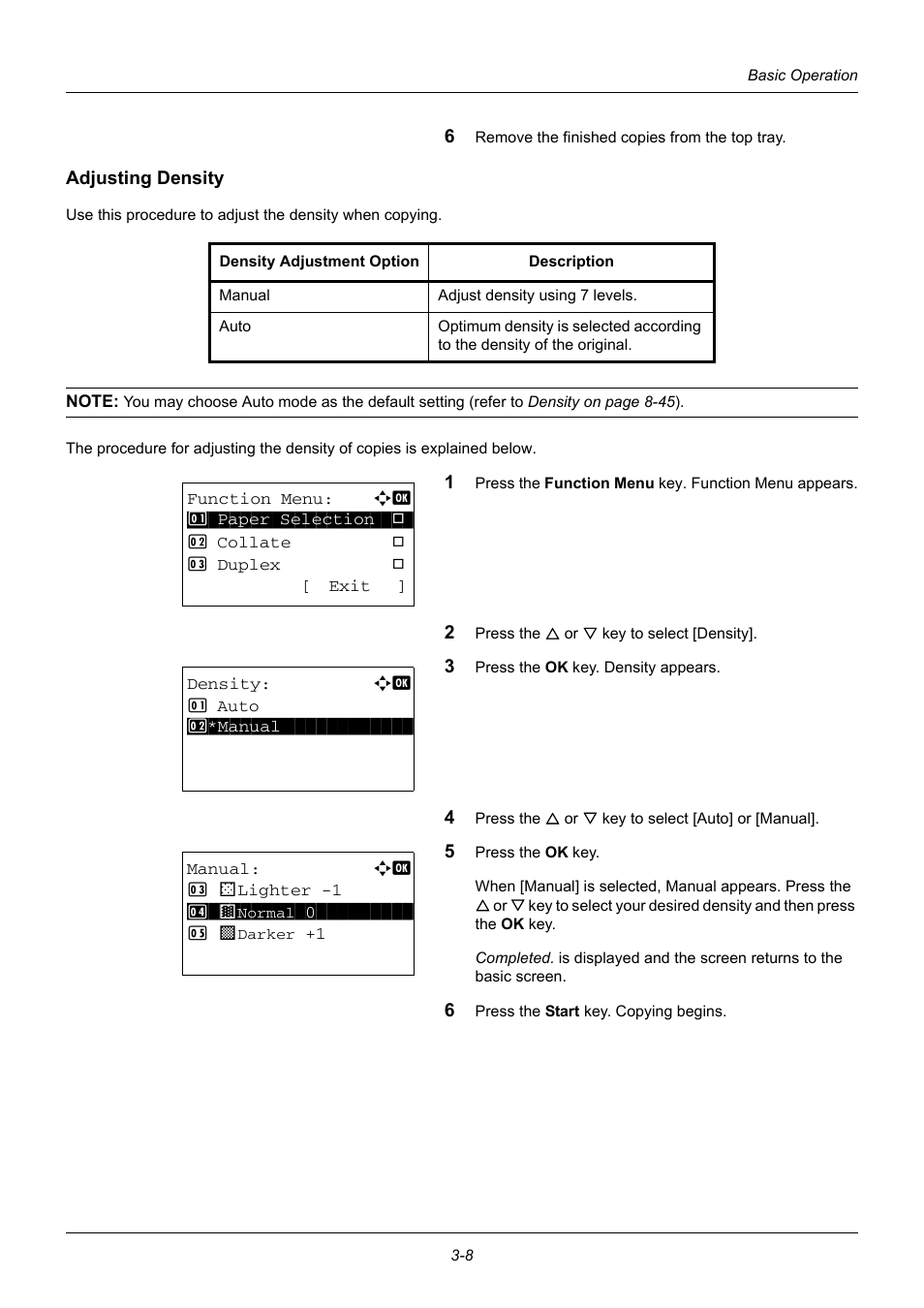 Adjusting density | TA Triumph-Adler DC 6140L User Manual | Page 98 / 446