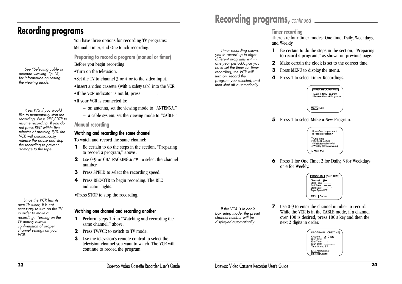 Recording programs, Continued | Daewoo DV-T8DN User Manual | Page 15 / 23