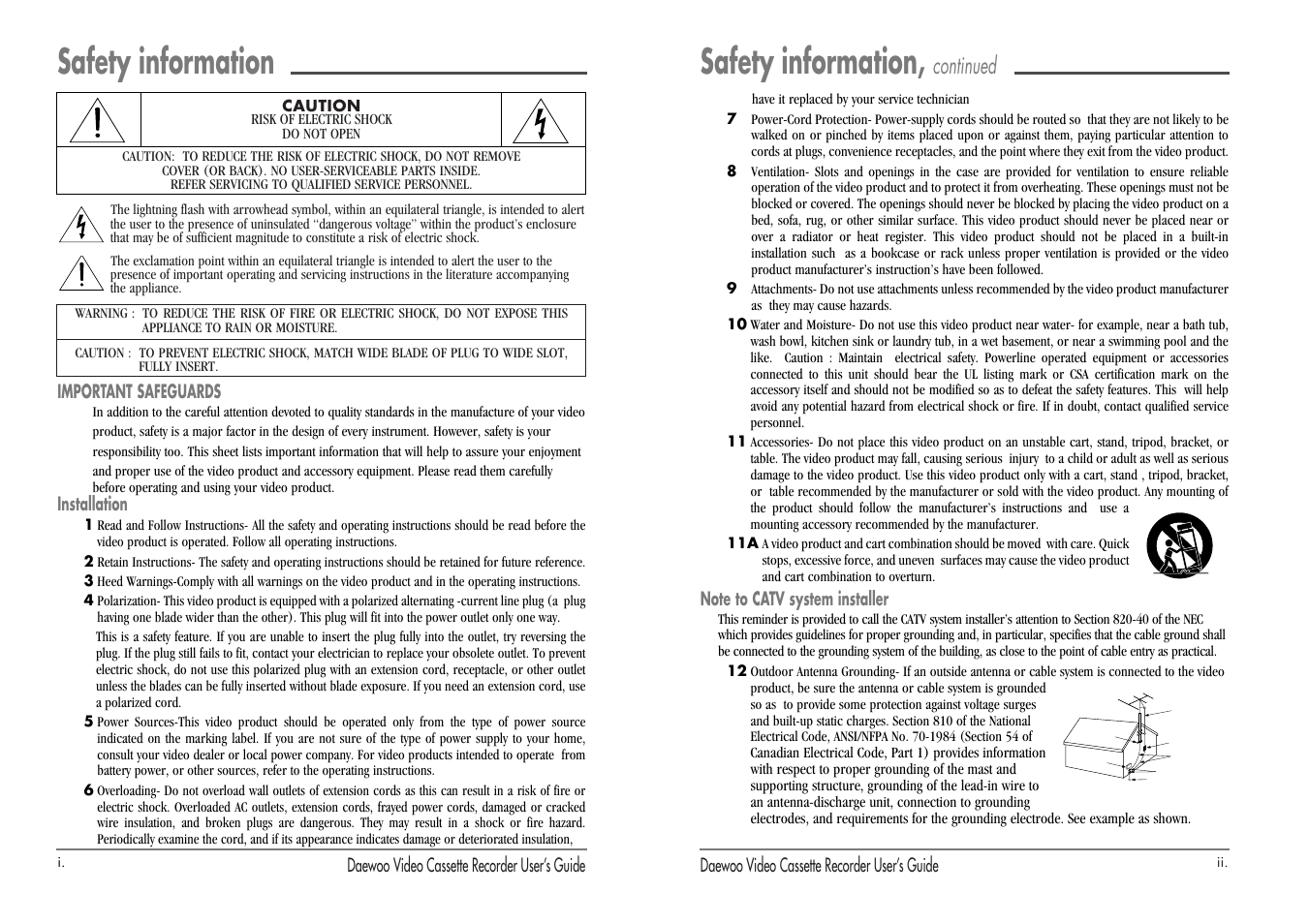 Safety information, Continued | Daewoo DV-T8DN User Manual | Page 2 / 23