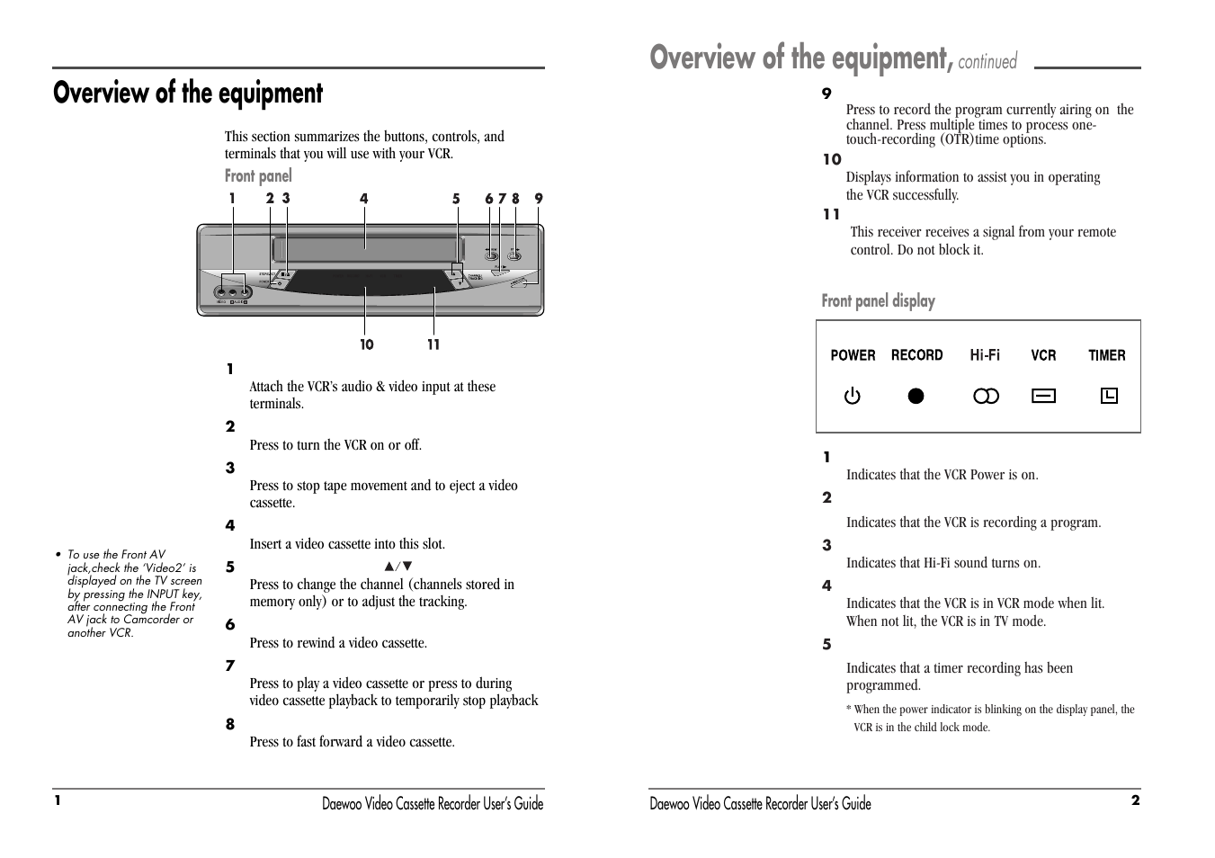 Overview of the equipment, Continued | Daewoo DV-T8DN User Manual | Page 4 / 23