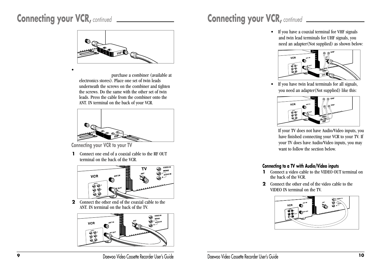 Connecting your vcr, Continued | Daewoo DV-T8DN User Manual | Page 8 / 23