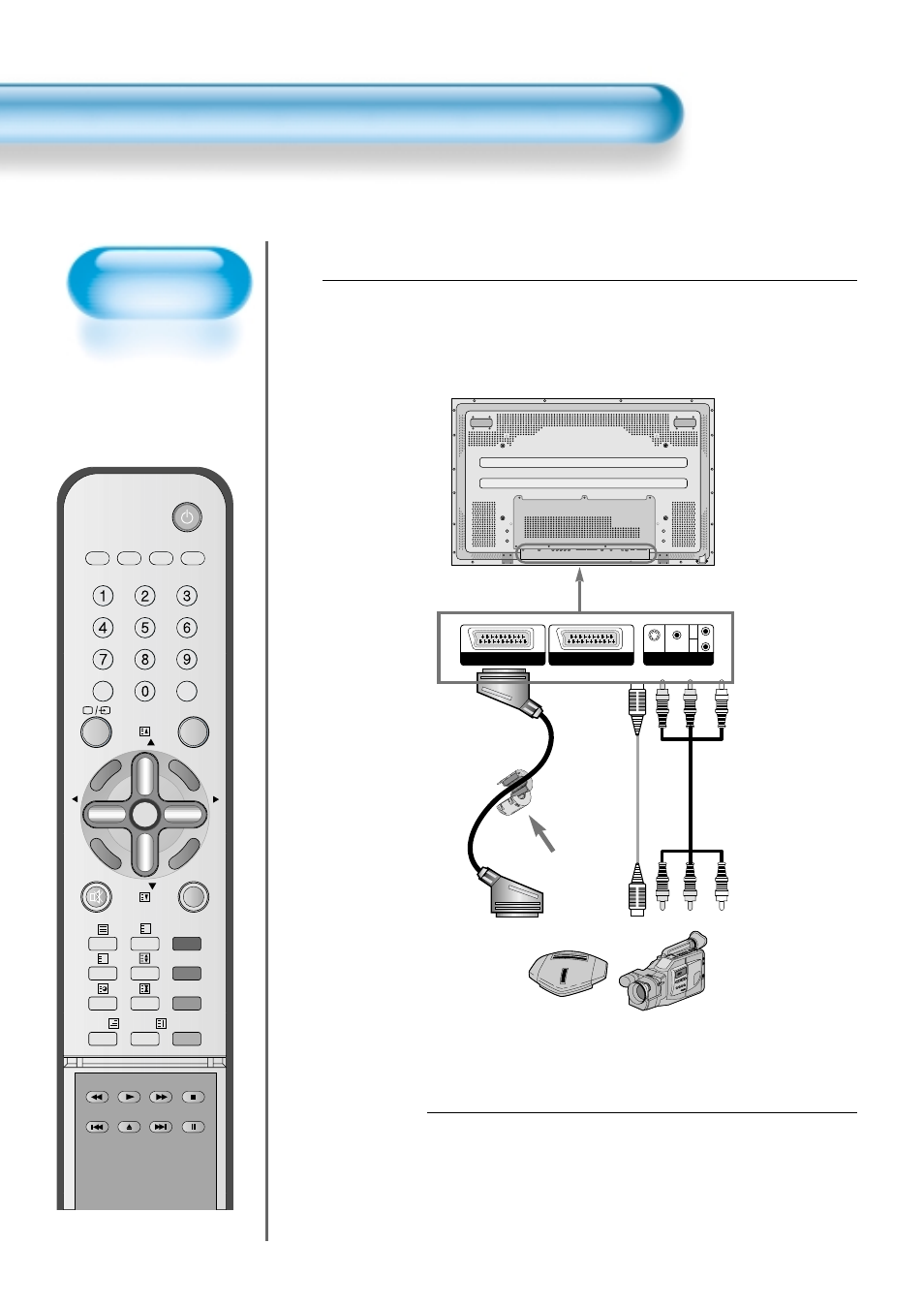 Press the power buttons, Connect a camcorder/game console to the pdp, Watching a camcorder/game console image | Game console/camcorder, Video/ audio, S-video video/ audio ferrite core, Turn the pdp and the camcorder/game console on | Daewoo DT-4280 NH User Manual | Page 35 / 72