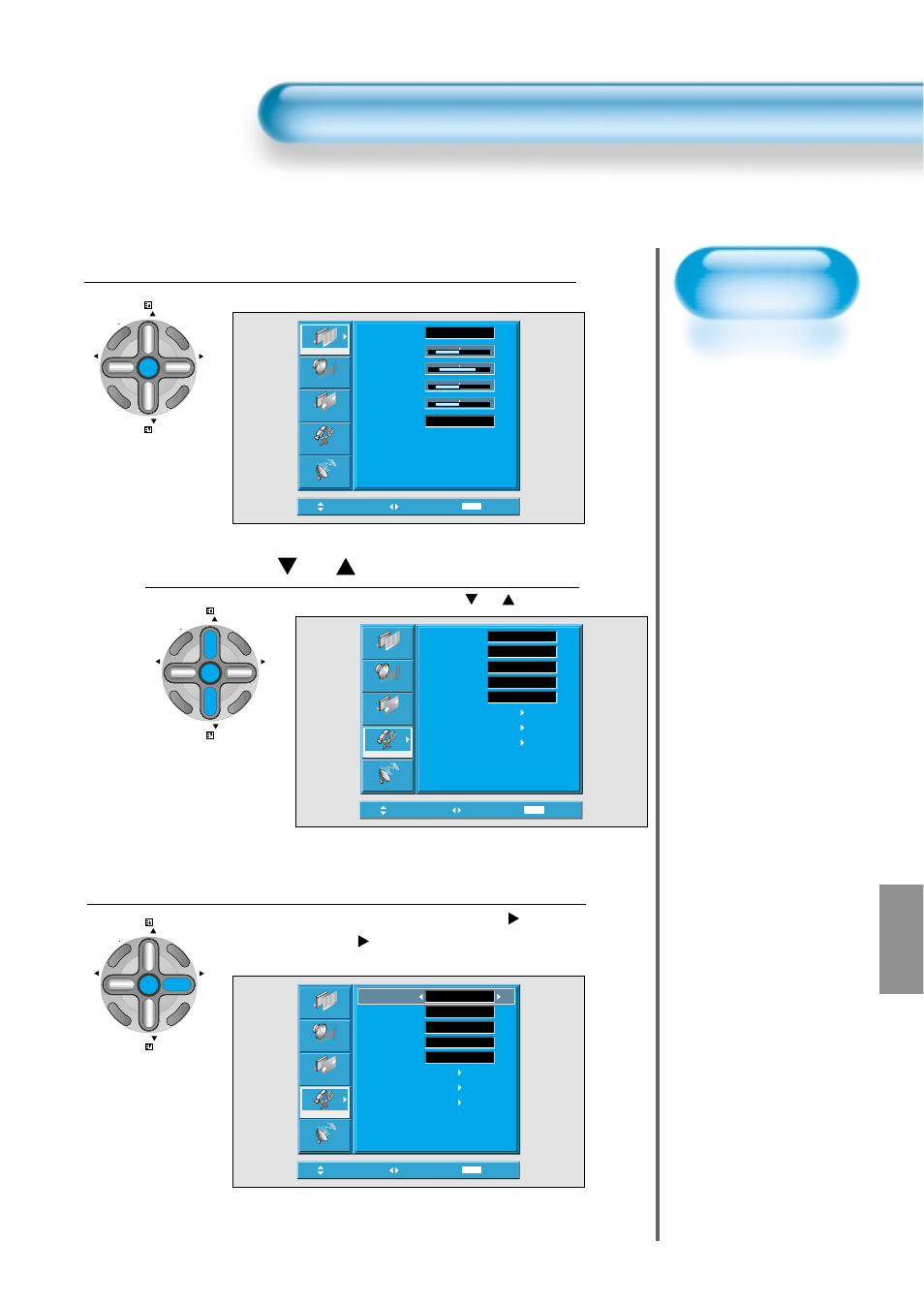 Menu background, language and child lock setting, Press the menu button, Press the “ pr ” button | Select the menu background, Selecting languages, The menu screen will be displayed as below, Select [features] by the, Button | Daewoo DT-4280 NH User Manual | Page 58 / 72