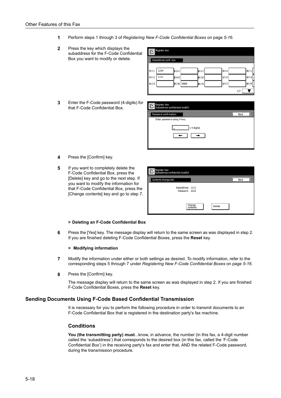 Conditions, Other features of this fax 5-18 1 | TA Triumph-Adler DCC 2520 User Manual | Page 120 / 242