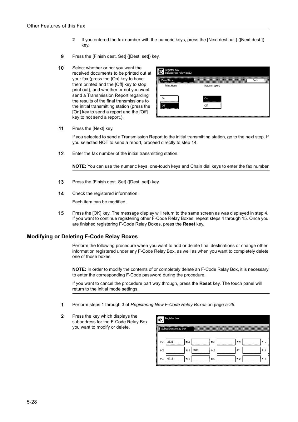 Modifying or deleting f-code relay boxes, Modifying or deleting f-code relay boxes -28 | TA Triumph-Adler DCC 2520 User Manual | Page 130 / 242