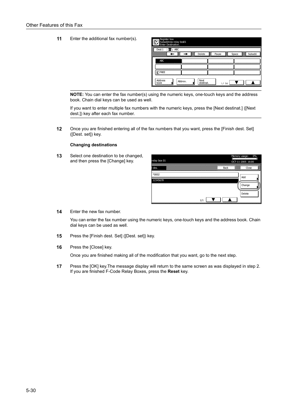 Press the [finish dest. set] ([dest. set]) key | TA Triumph-Adler DCC 2520 User Manual | Page 132 / 242