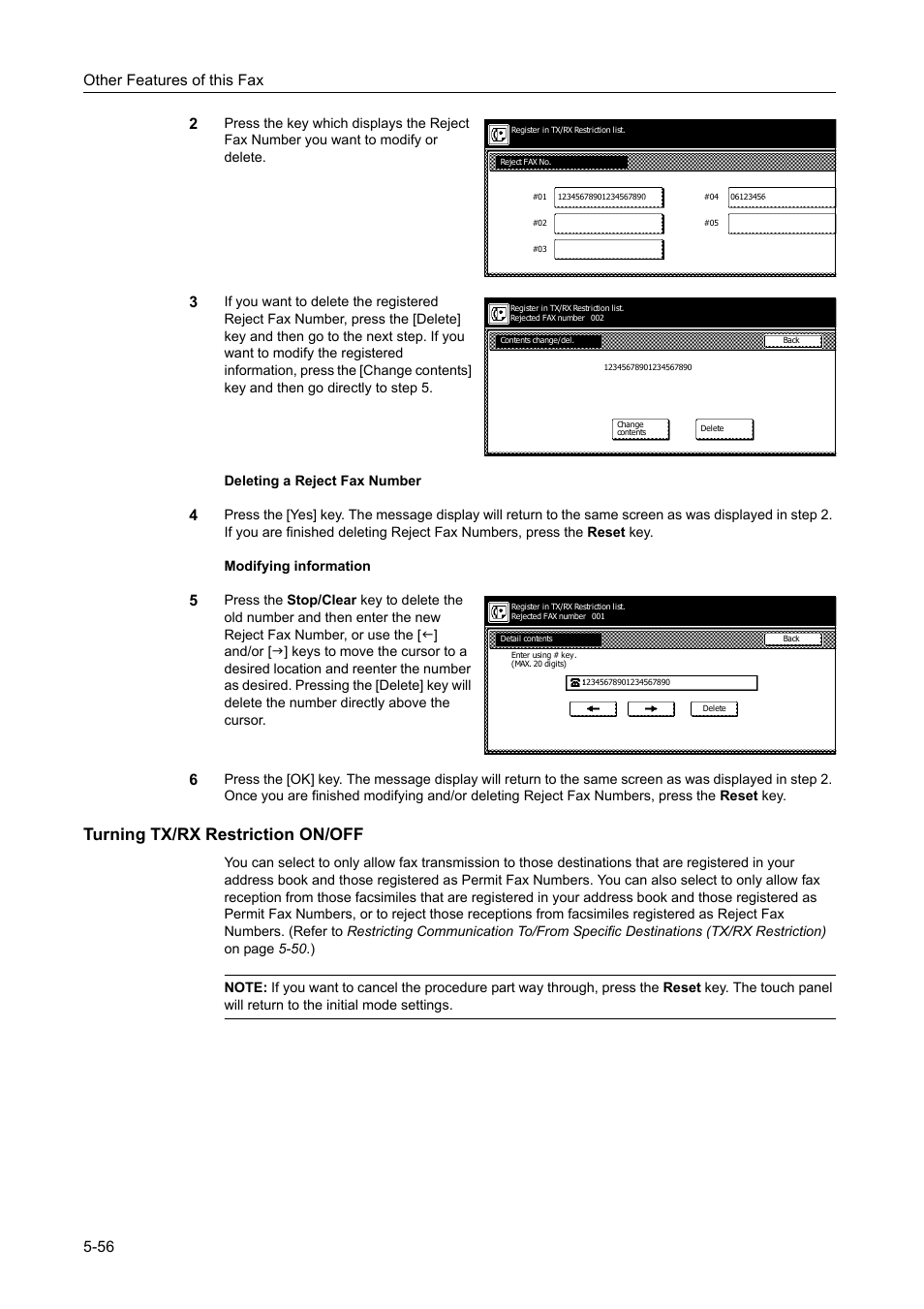 Turning tx/rx restriction on/off, Turning tx/rx restriction on/off -56, Other features of this fax 5-56 2 | TA Triumph-Adler DCC 2520 User Manual | Page 158 / 242