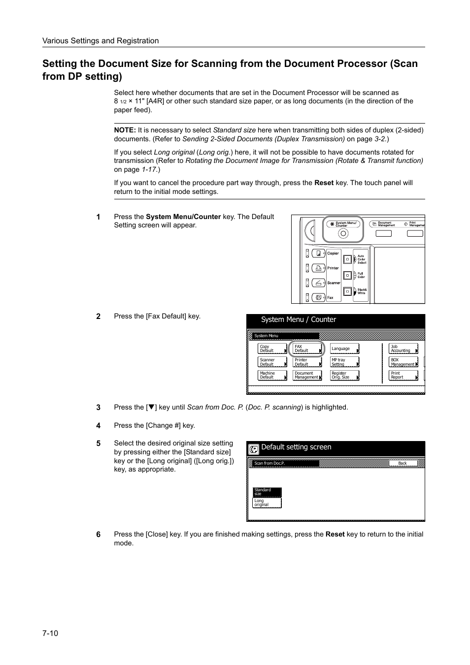 Various settings and registration 7-10 | TA Triumph-Adler DCC 2520 User Manual | Page 192 / 242