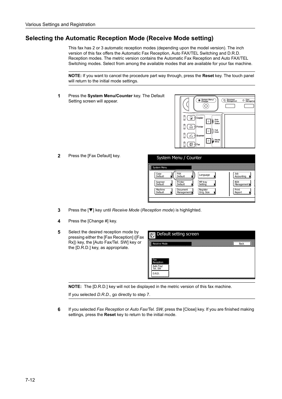 Various settings and registration 7-12 | TA Triumph-Adler DCC 2520 User Manual | Page 194 / 242
