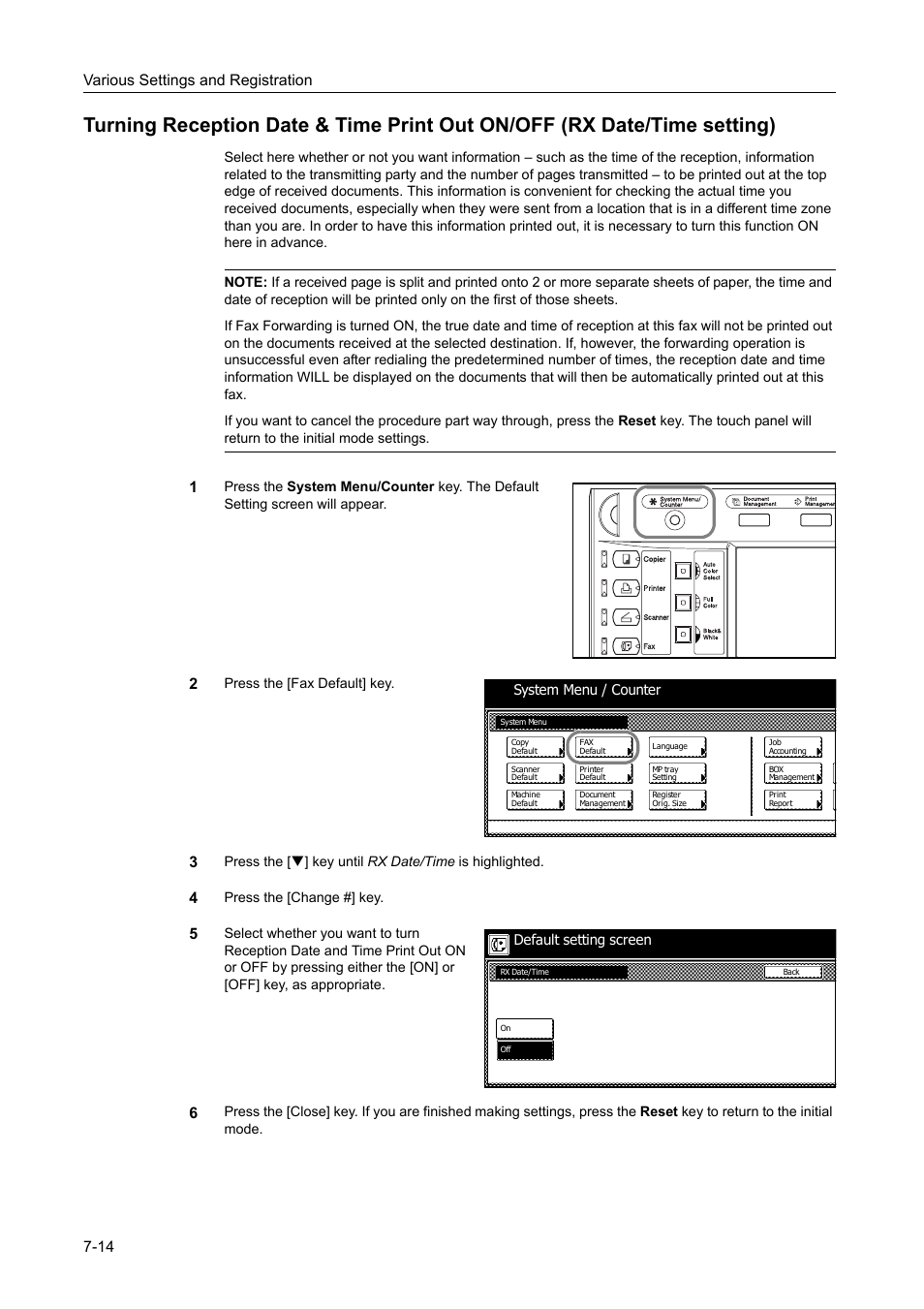 Various settings and registration 7-14 | TA Triumph-Adler DCC 2520 User Manual | Page 196 / 242