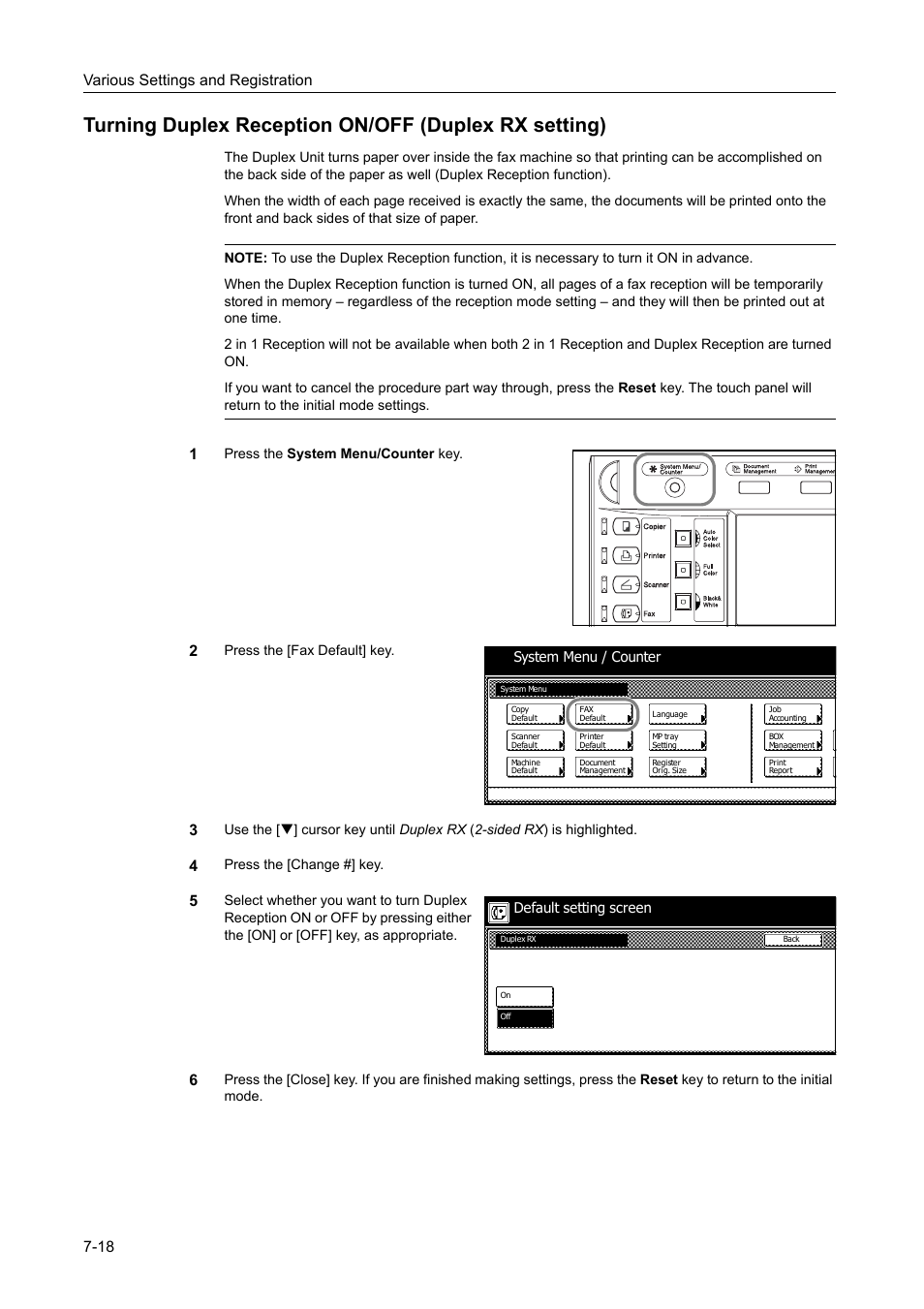 Various settings and registration 7-18 | TA Triumph-Adler DCC 2520 User Manual | Page 200 / 242