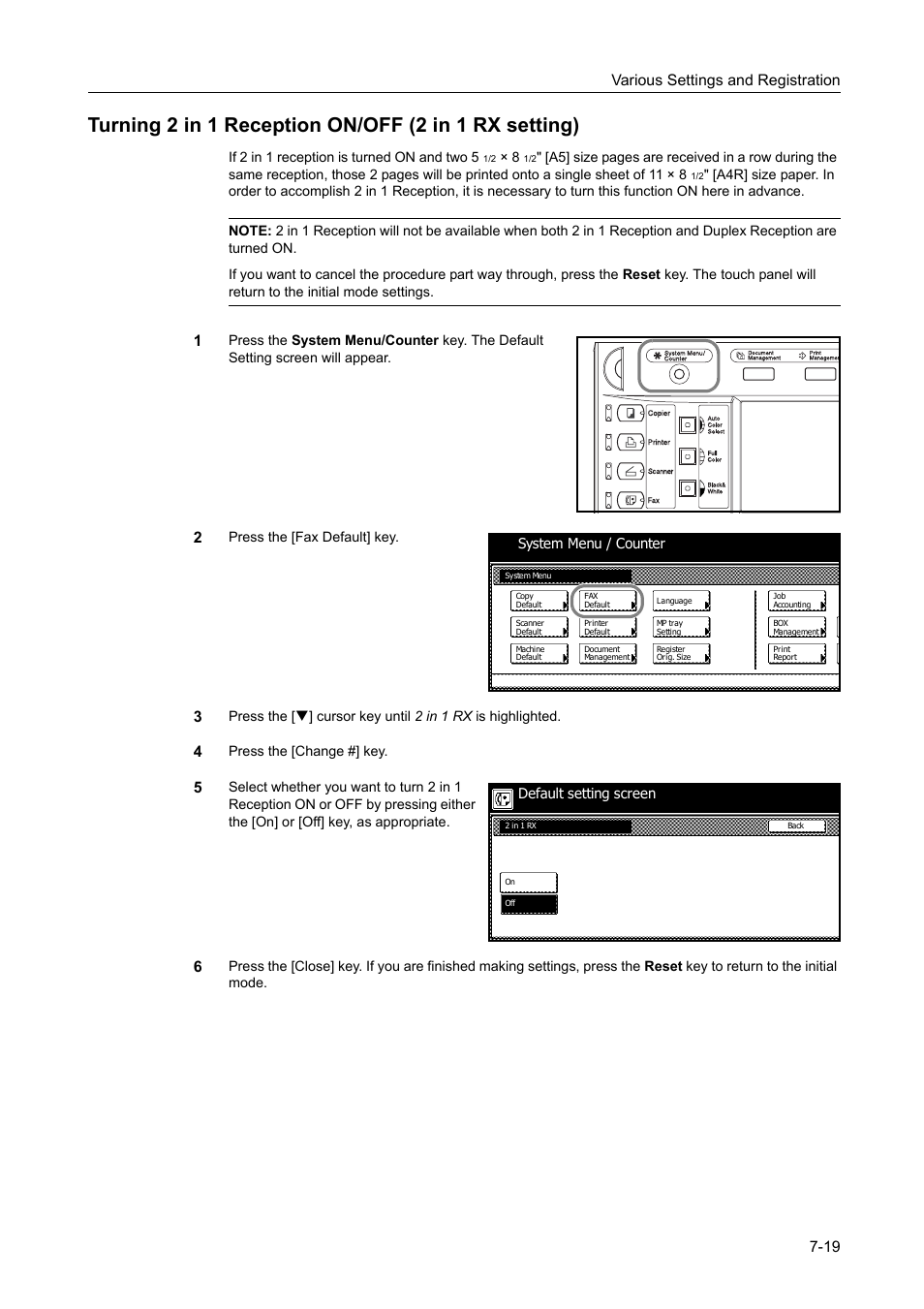 Various settings and registration 7-19 | TA Triumph-Adler DCC 2520 User Manual | Page 201 / 242