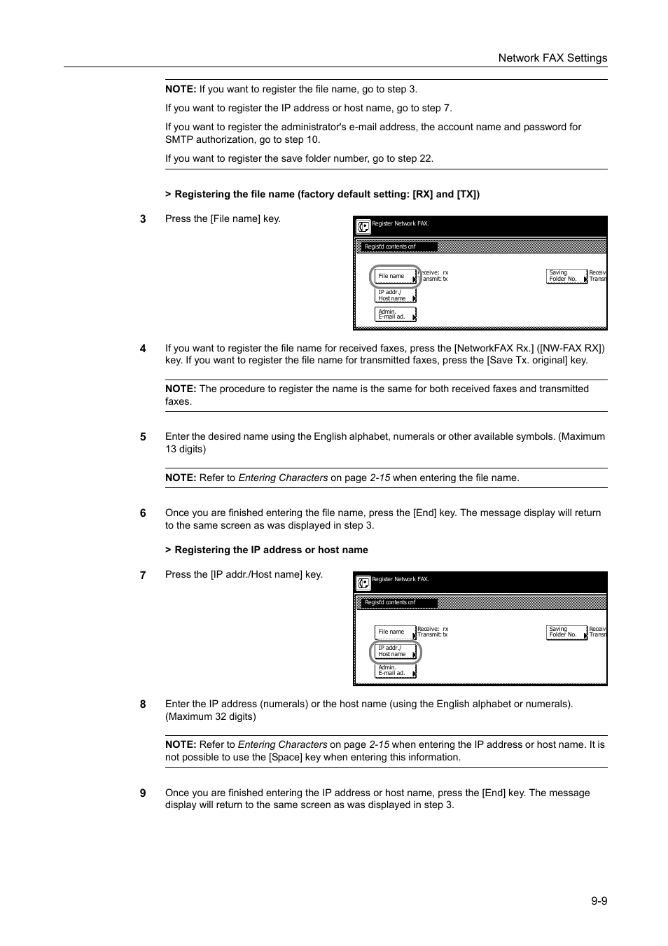 Network fax settings 9-9 | TA Triumph-Adler DCC 2520 User Manual | Page 215 / 242