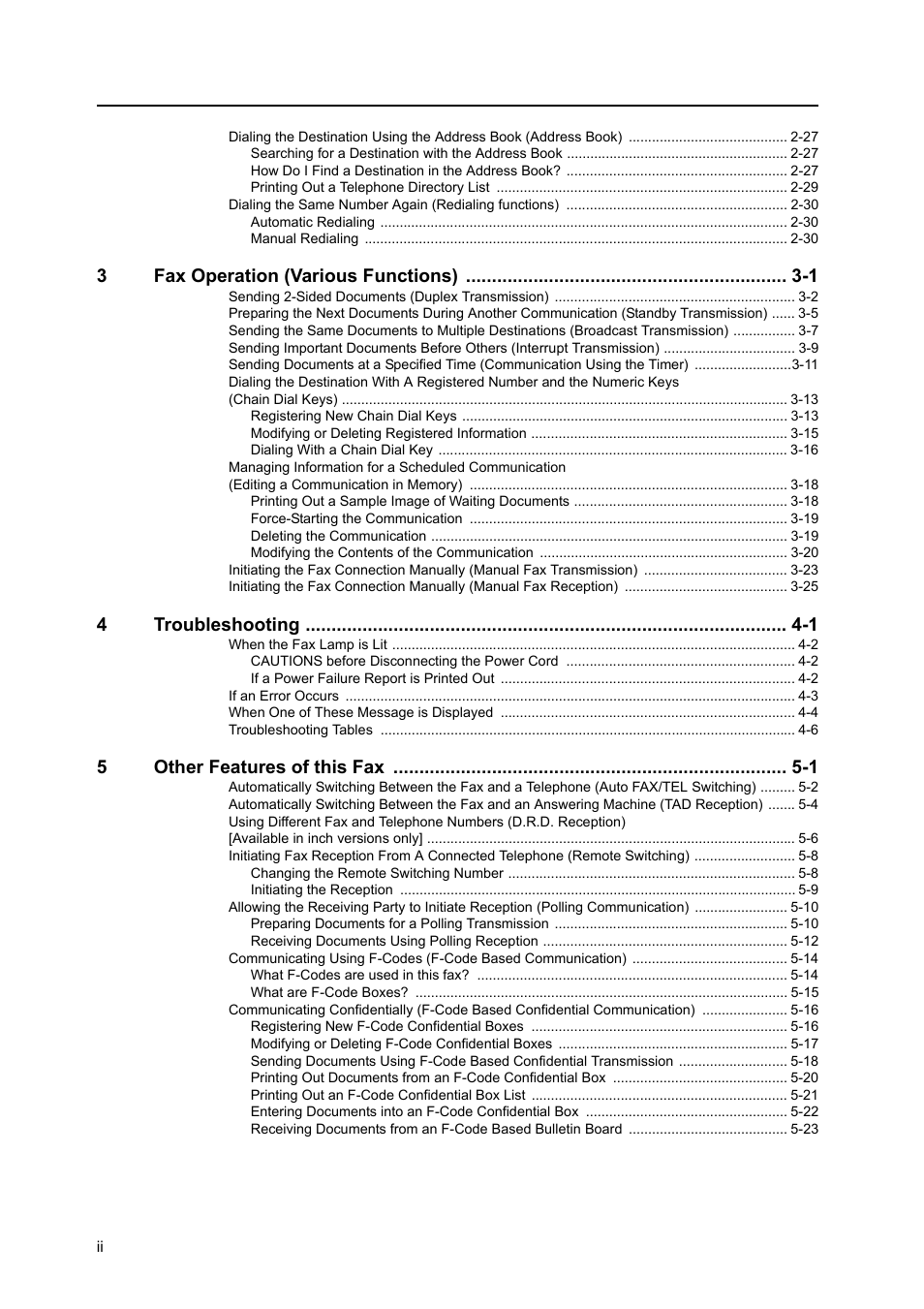 3fax operation (various functions) -1, 4 troubleshooting -1, 5other features of this fax -1 | TA Triumph-Adler DCC 2520 User Manual | Page 4 / 242