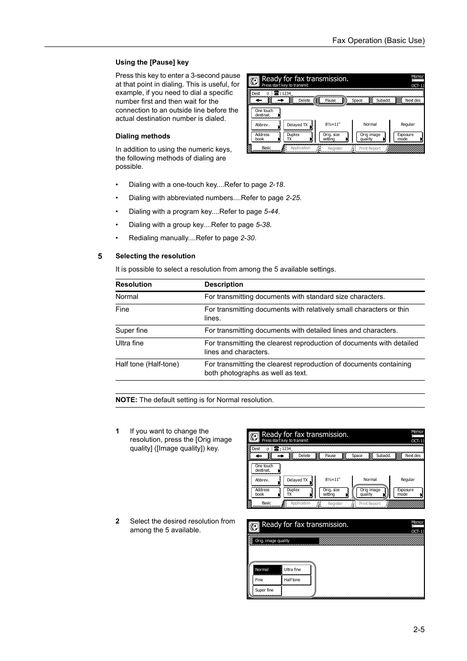 Fax operation (basic use) 2-5, Ready for fax transmission | TA Triumph-Adler DCC 2520 User Manual | Page 41 / 242