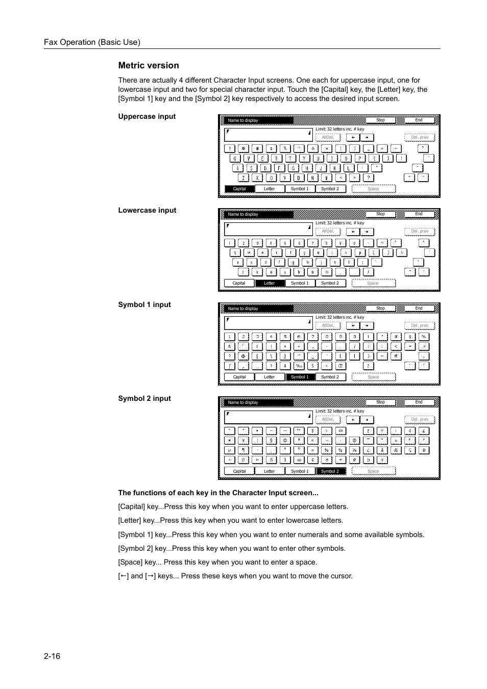 Metric version, Fax operation (basic use) 2-16 | TA Triumph-Adler DCC 2520 User Manual | Page 52 / 242