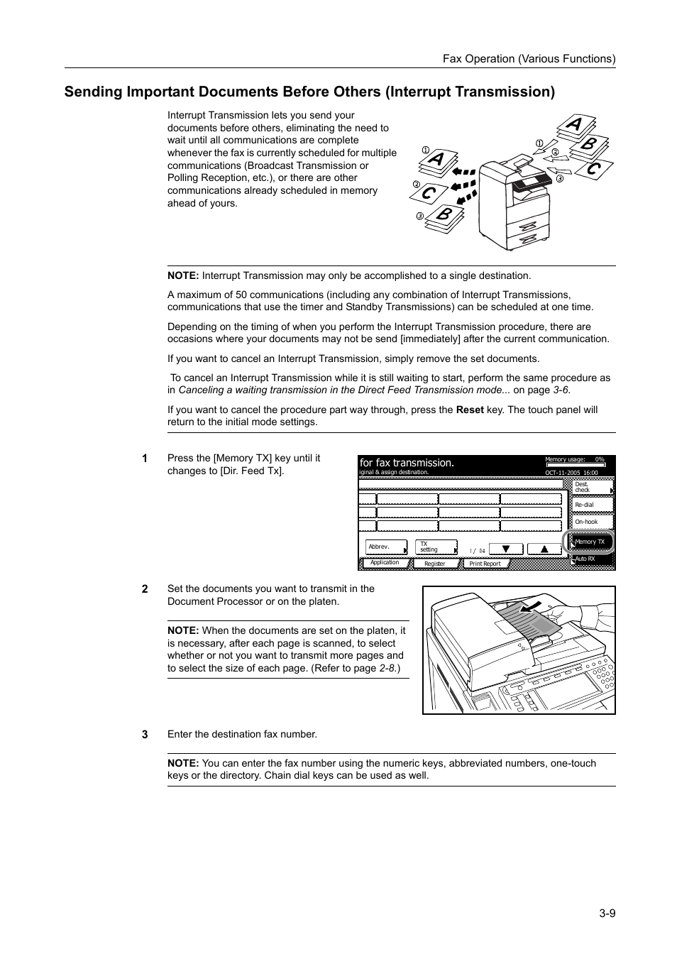 Fax operation (various functions) 3-9 | TA Triumph-Adler DCC 2520 User Manual | Page 75 / 242