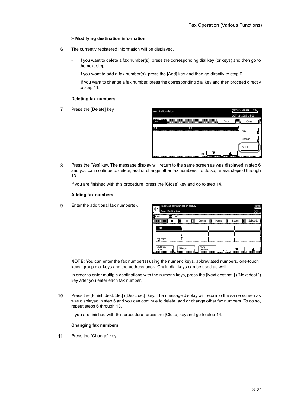 Fax operation (various functions) 3-21 | TA Triumph-Adler DCC 2520 User Manual | Page 87 / 242