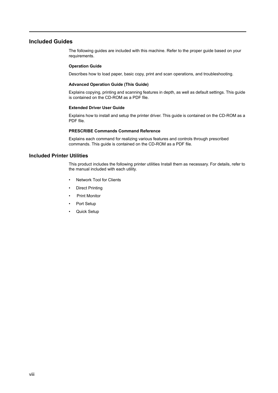 Included printer utilities, Included guides | TA Triumph-Adler DCC 2520 User Manual | Page 10 / 378