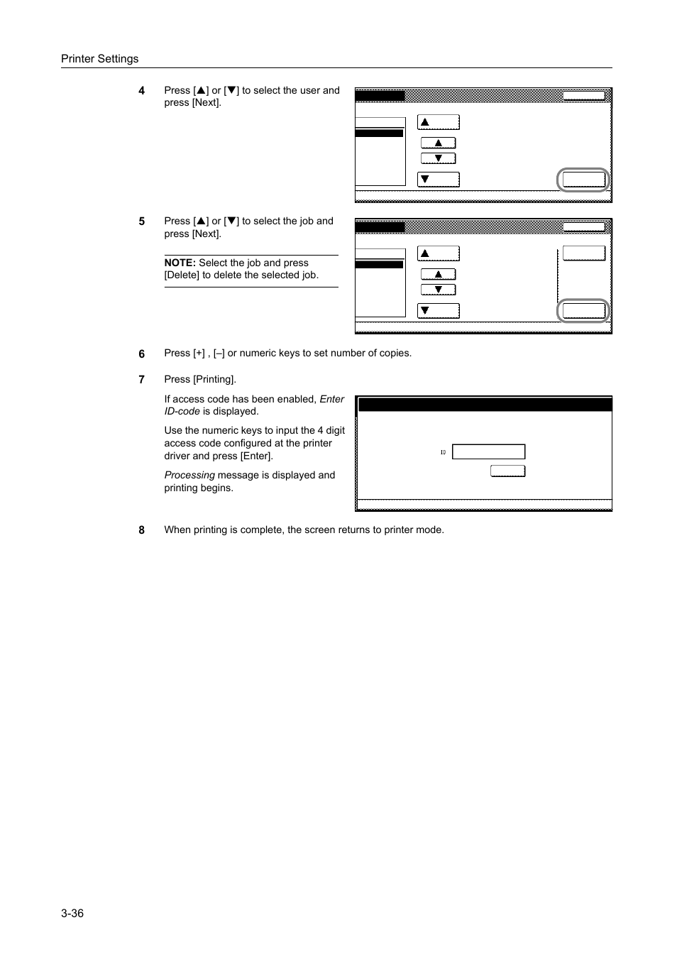 Printer settings 3-36 4 | TA Triumph-Adler DCC 2520 User Manual | Page 130 / 378