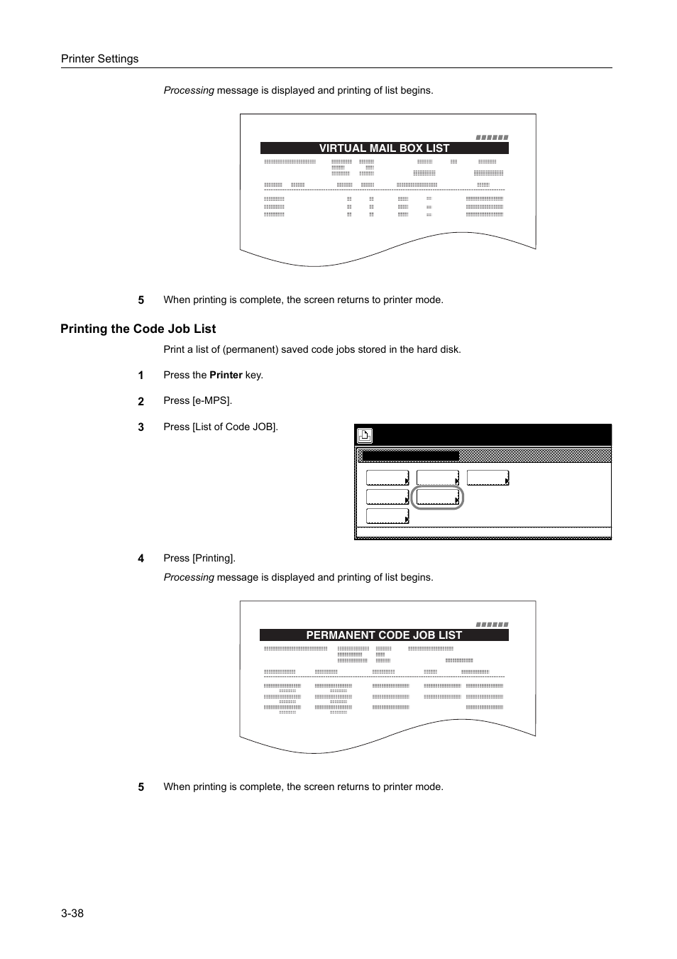 Printing the code job list, Printing the code job list -38 | TA Triumph-Adler DCC 2520 User Manual | Page 132 / 378