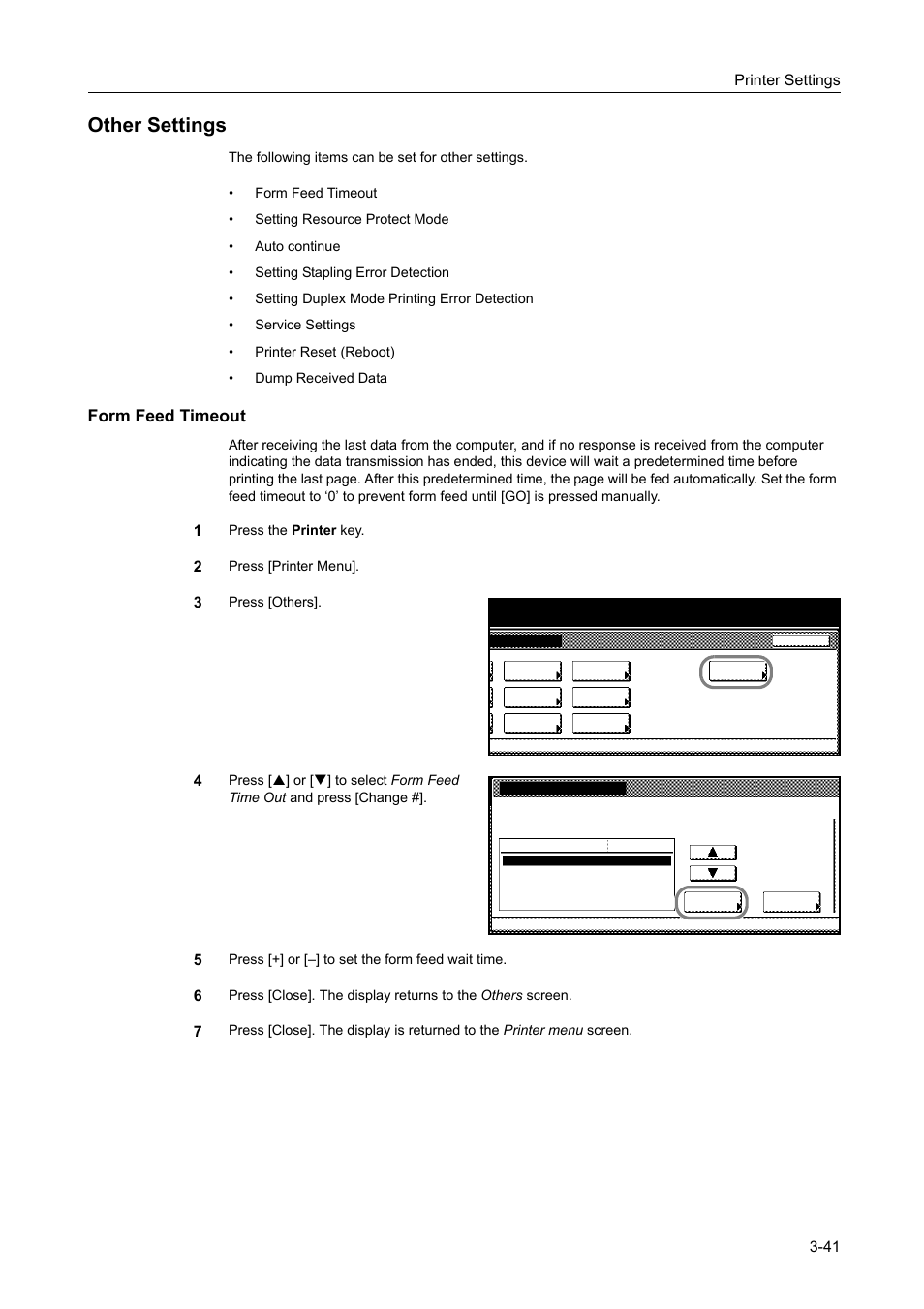 Other settings, Form feed timeout, Other settings -41 | TA Triumph-Adler DCC 2520 User Manual | Page 135 / 378