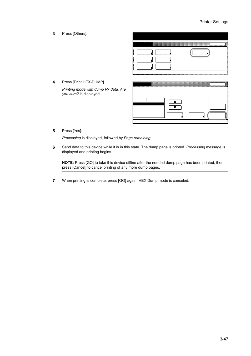 Printer settings 3-47 3, Press [others, Item | TA Triumph-Adler DCC 2520 User Manual | Page 141 / 378