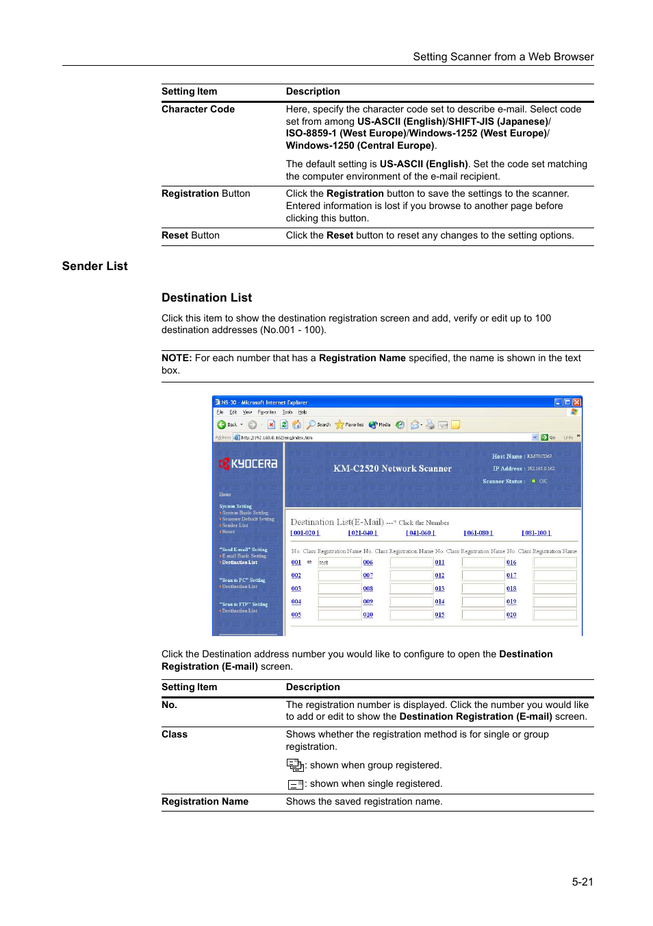 Sender list | TA Triumph-Adler DCC 2520 User Manual | Page 187 / 378