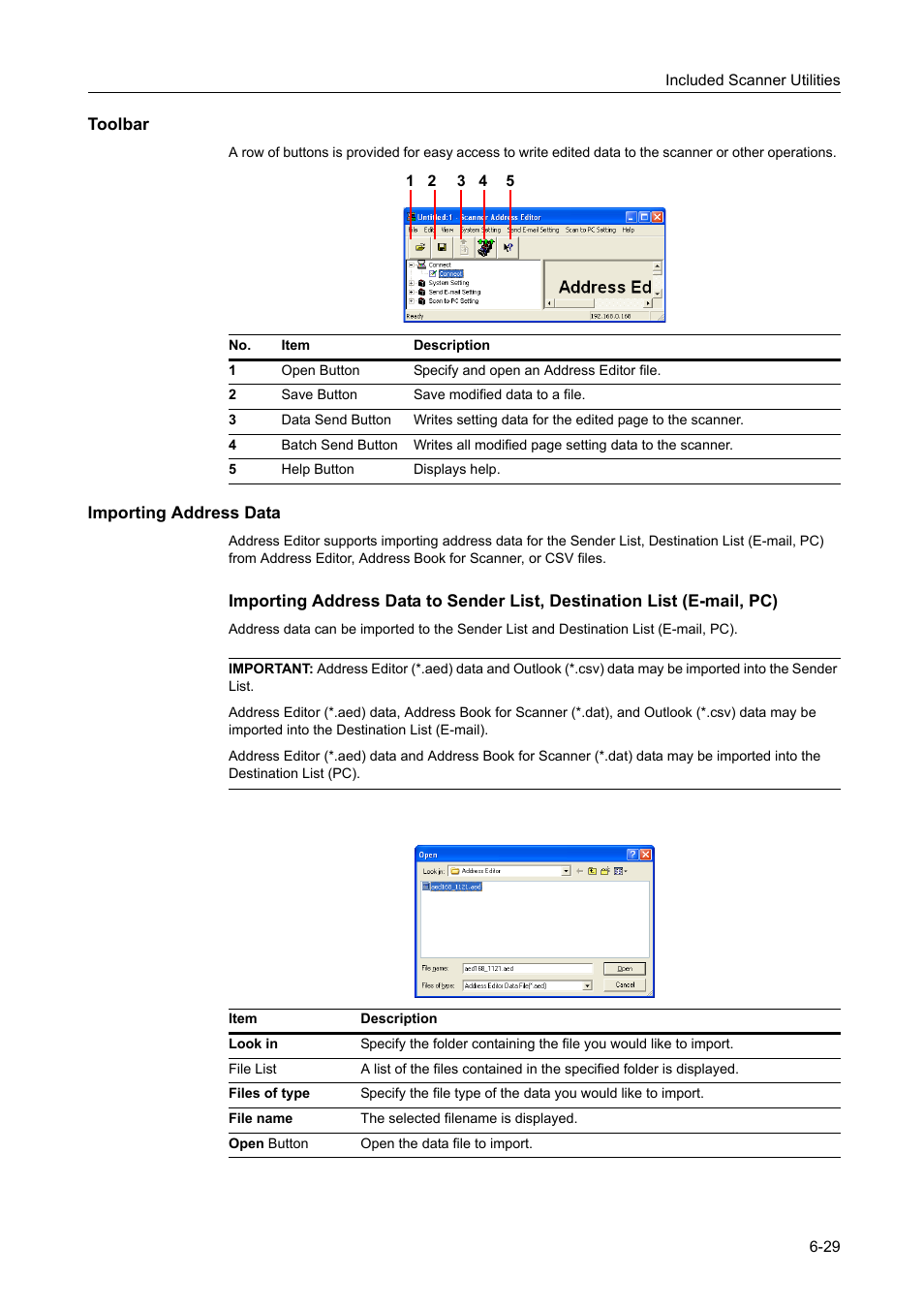 Toolbar, Importing address data | TA Triumph-Adler DCC 2520 User Manual | Page 221 / 378