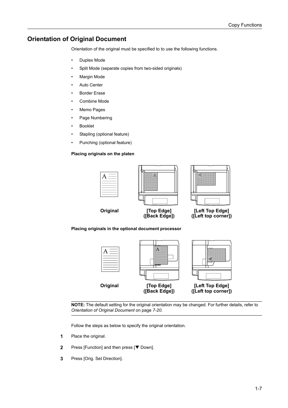 Orientation of original document, Orientation of original document -7 | TA Triumph-Adler DCC 2520 User Manual | Page 23 / 378
