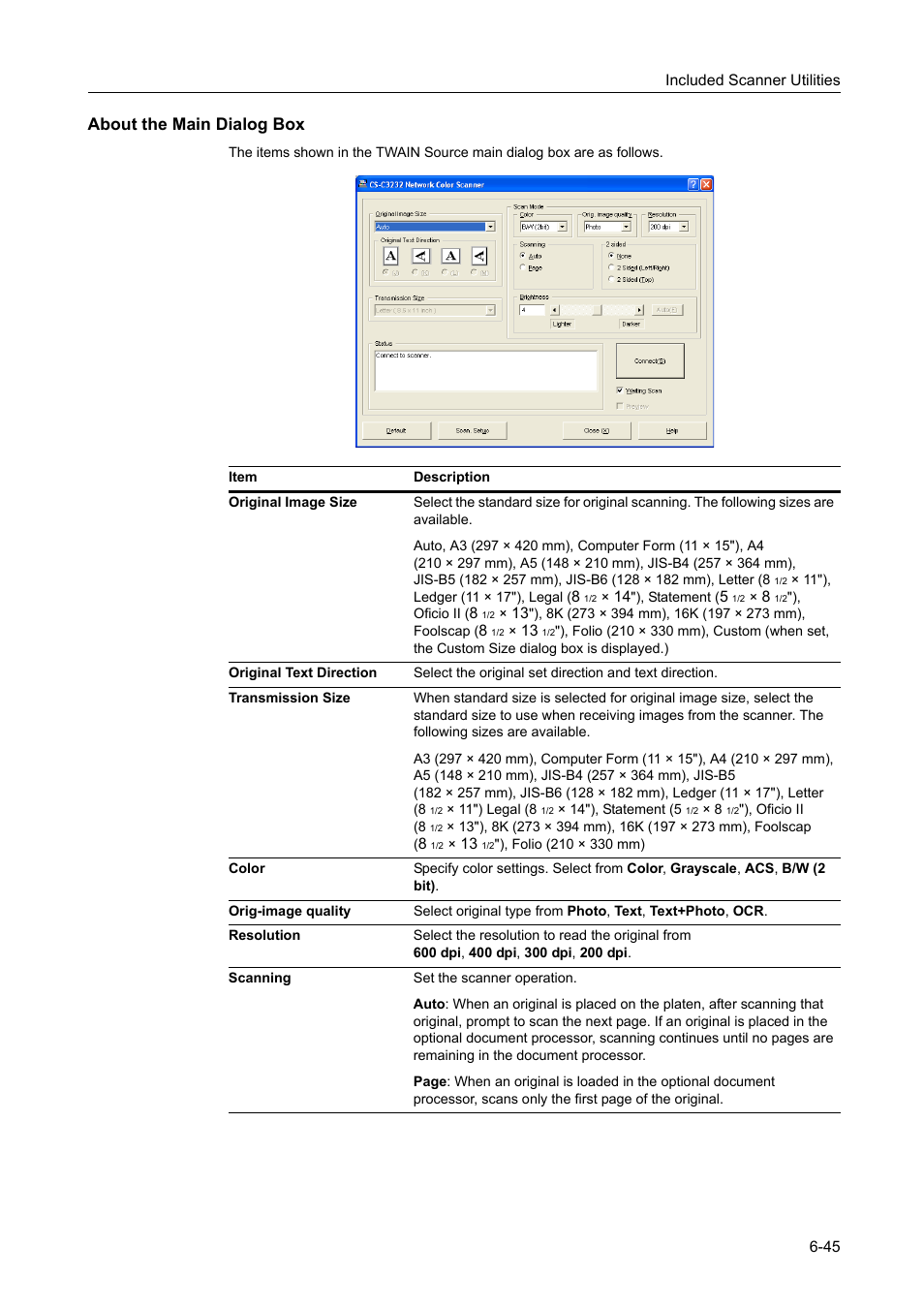 About the main dialog box | TA Triumph-Adler DCC 2520 User Manual | Page 237 / 378