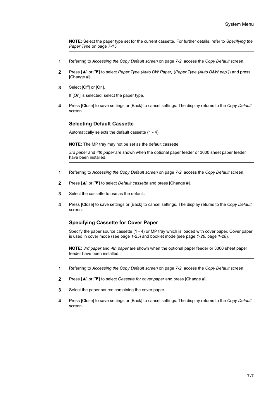 Specifying cassette for cover paper -7 | TA Triumph-Adler DCC 2520 User Manual | Page 255 / 378