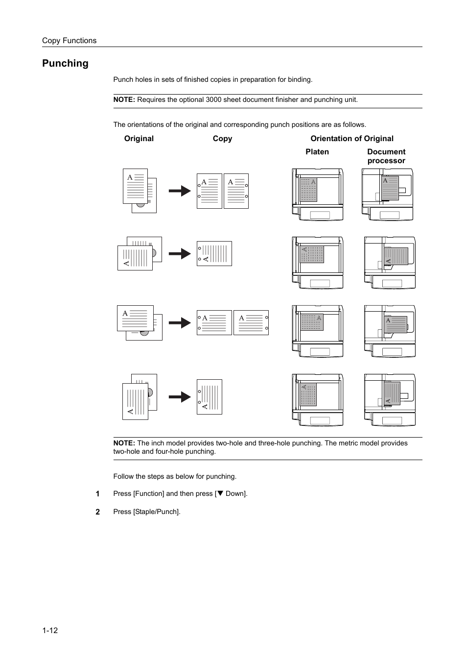 Punching, Punching -12 | TA Triumph-Adler DCC 2520 User Manual | Page 28 / 378