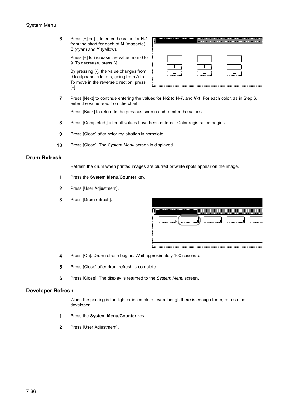 Drum refresh, Developer refresh | TA Triumph-Adler DCC 2520 User Manual | Page 284 / 378