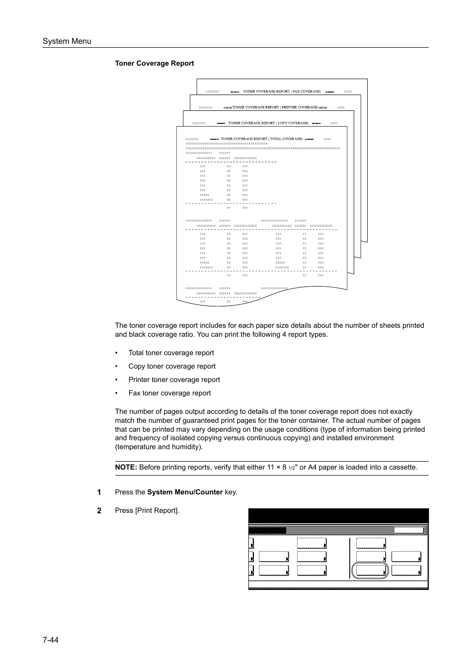 System menu 7-44 | TA Triumph-Adler DCC 2520 User Manual | Page 292 / 378