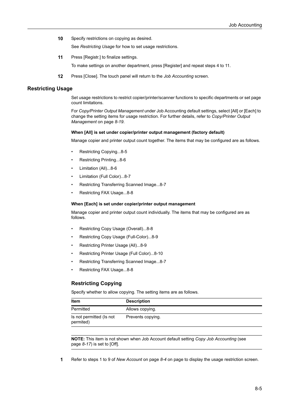 Restricting usage | TA Triumph-Adler DCC 2520 User Manual | Page 305 / 378